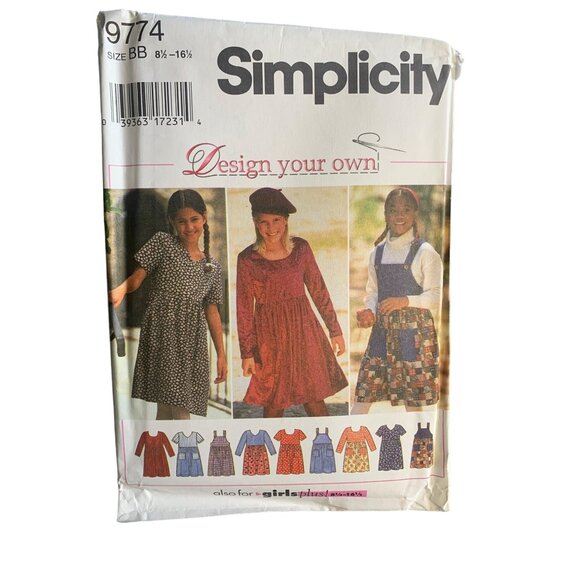 Simplicity Girl's Dress Jumper Sewing Pattern Sz 8.5 to 16.5 9774 - Uncut - Picture 1 of 4